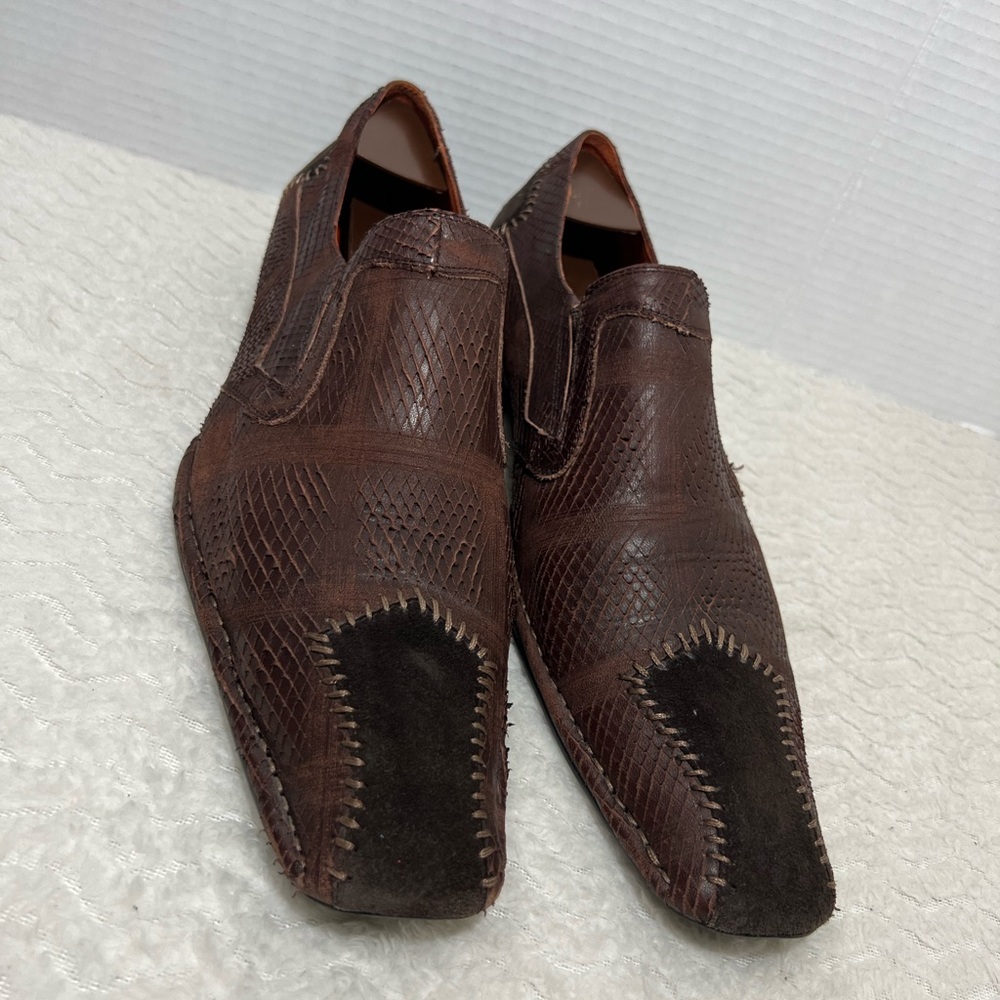 Robert Wayne Stack Men’s 12 Square Toe Brown Snak… - image 1